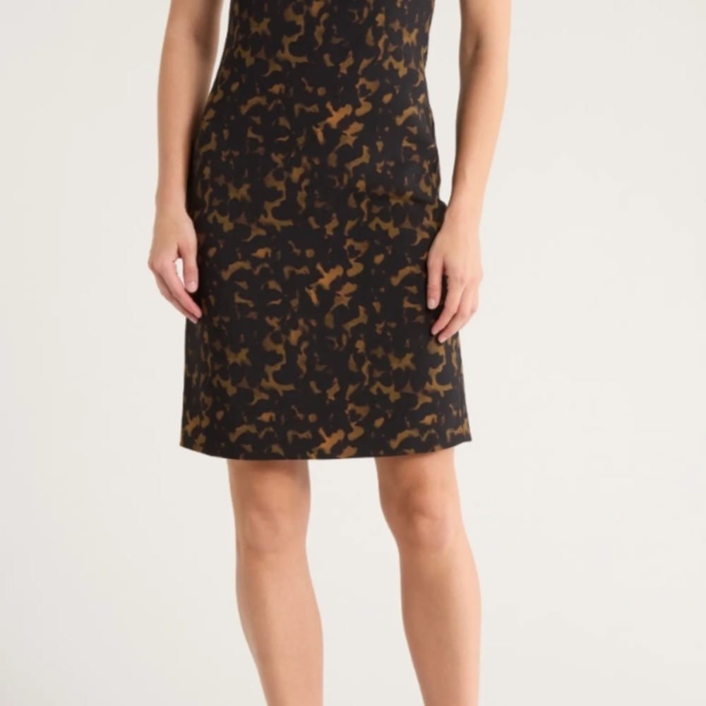 Theory Black and Brown Patterned Dress